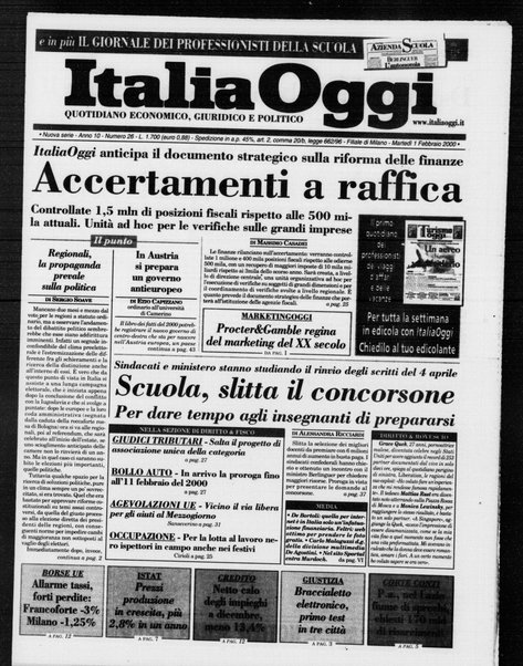 Italia oggi : quotidiano di economia finanza e politica